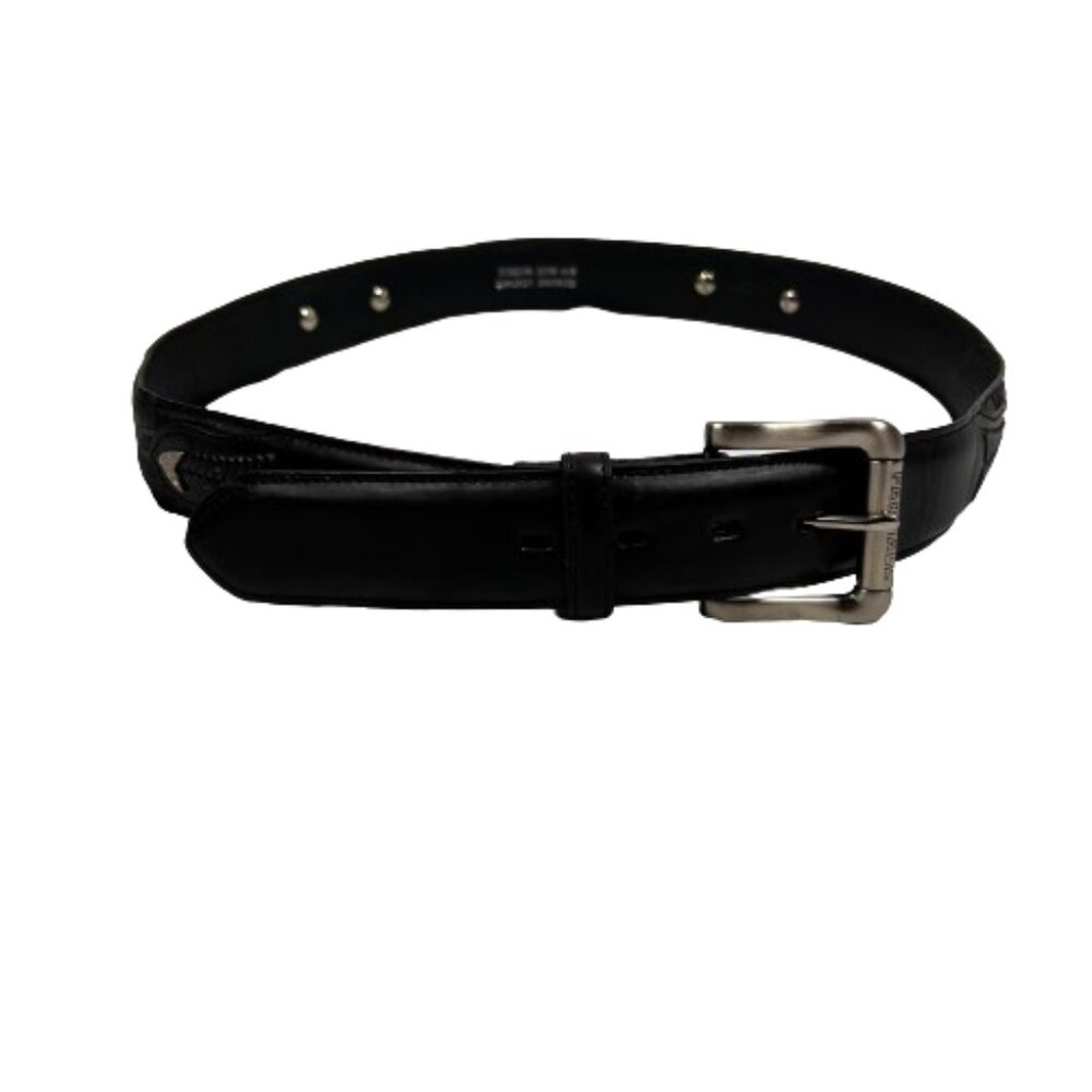 Farmall Mens Western Leather Belt Size 38‎ Black Silver Hardware Cowboy Ranch